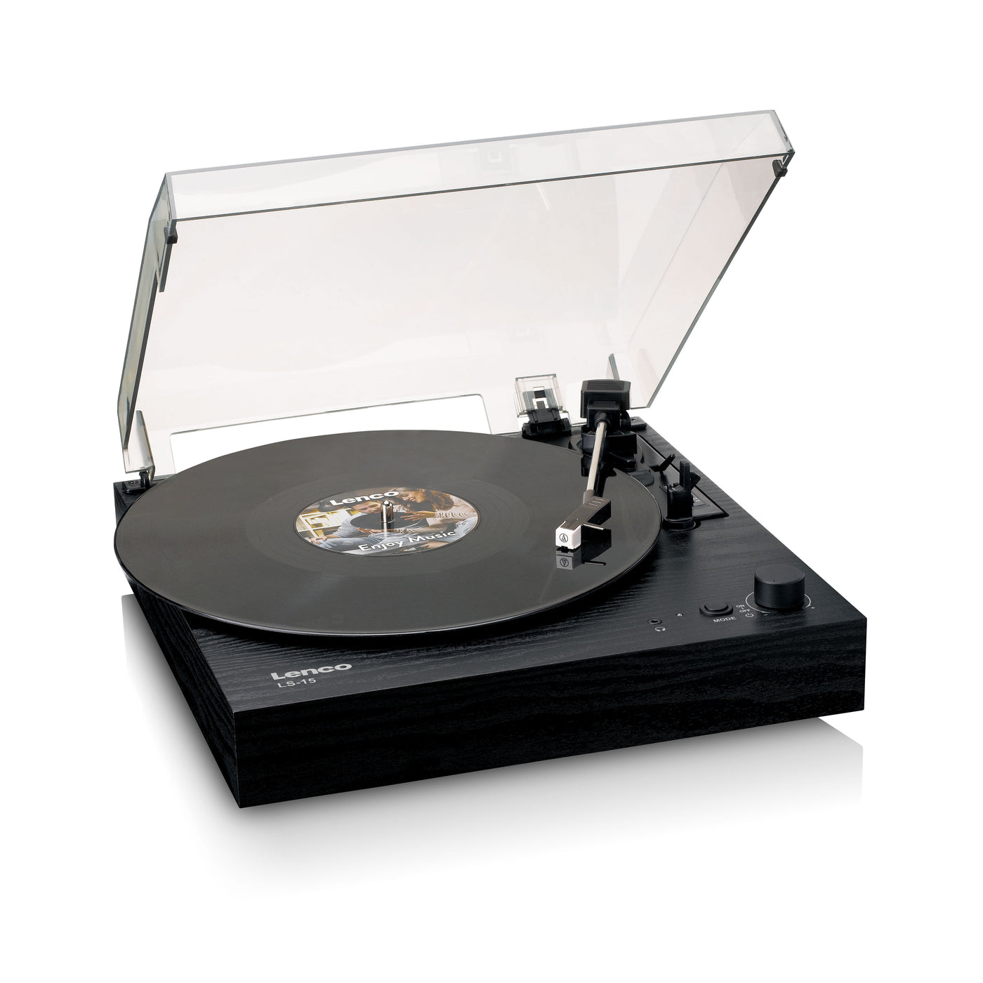 LENCO LS-15BK - Record player with Bluetooth®, two built-in speakers, and AT3600L cartridge - Black