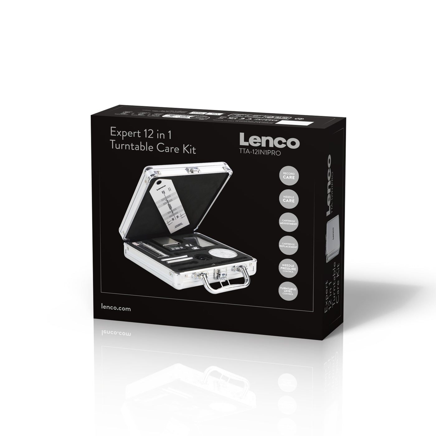 LENCO TTA-12IN1PRO - Professionele 12-in-1 set met platenspeler accessoires en luxe LP schoonmaakset - Zilver