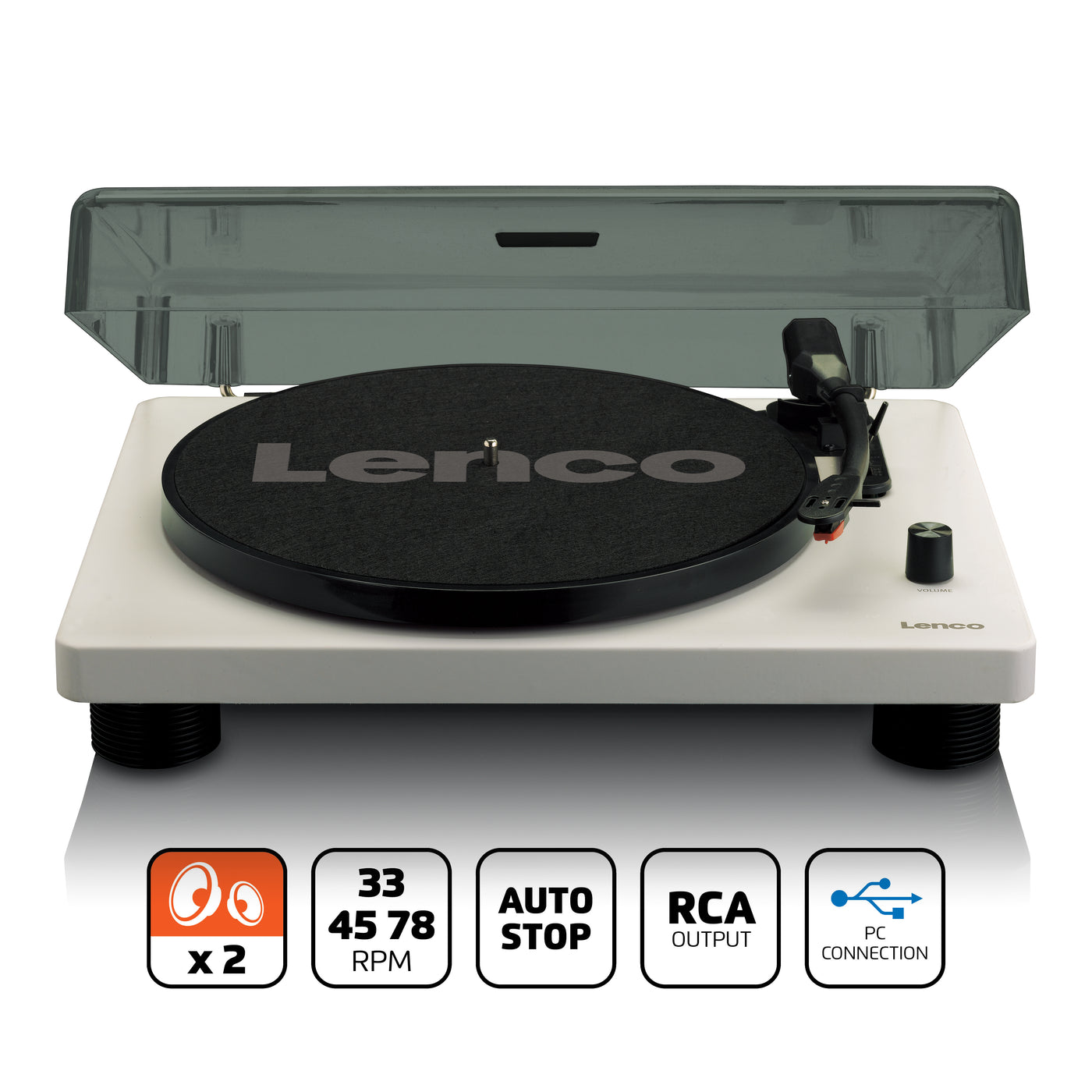 LENCO LS-50GY - Record Player with built-in speakers USB Encoding - Grey