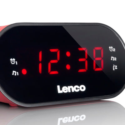 LENCO CR-07 Pink - FM Alarm Clock Radio with with Sleep timer and double alarm function - Pink