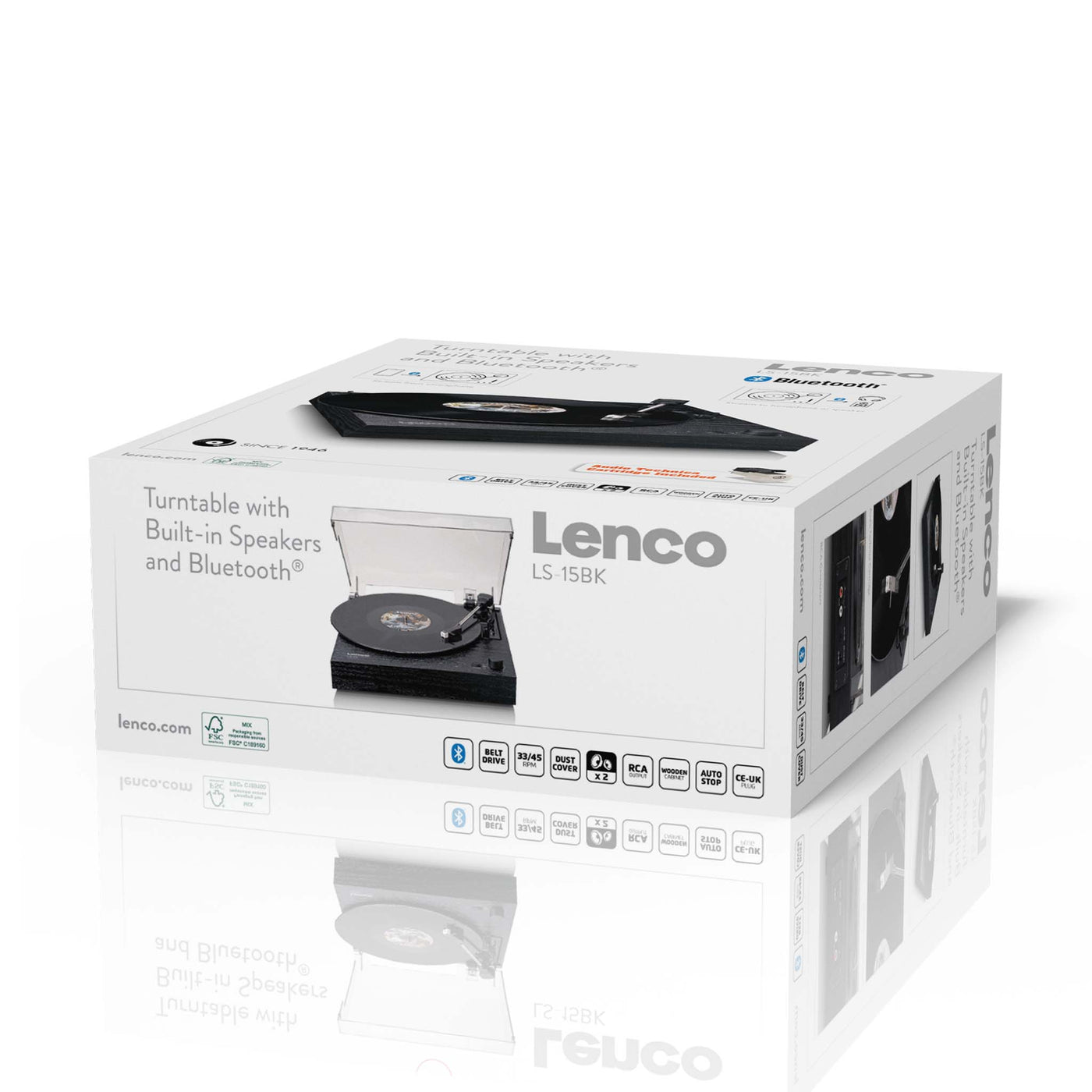 LENCO LS-15BK - Platenspeler met Bluetooth®, twee ingebouwde speakers en AT3600L cartridge - Zwart