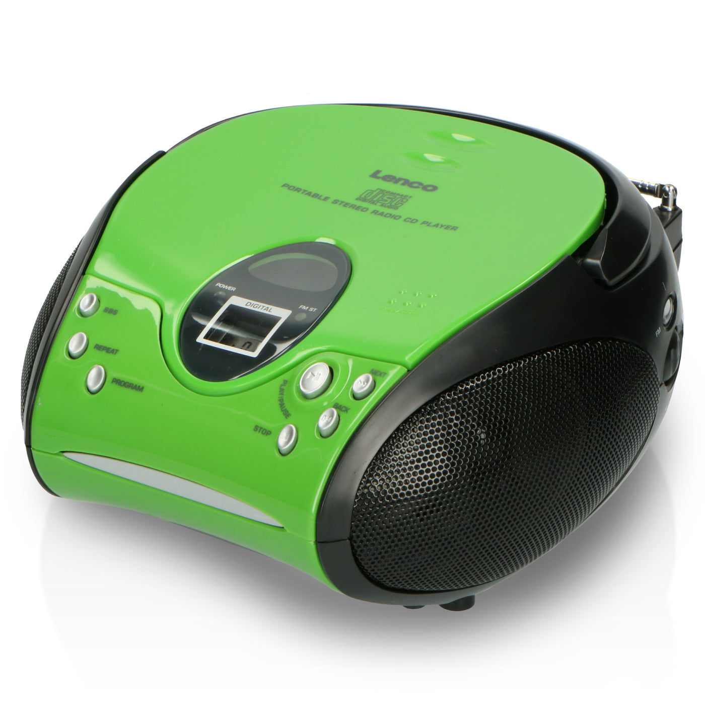 LENCO SCD-24 Green/Black - Portable stereo FM radio with CD player - Green/black