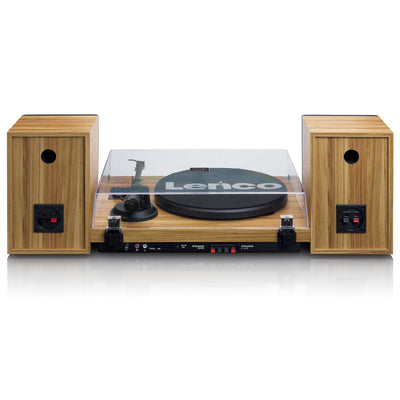 LENCO LS-500OK - Platenspeler met ingebouwde versterker en Bluetooth® plus 2 externe speakers - Hout