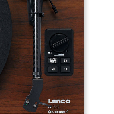 LENCO LS-600WA - Platenspeler met ingebouwde versterker en Bluetooth® plus 2 externe speakers - Walnoot