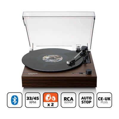 LENCO LS-15WD - Record player with Bluetooth®, two built-in speakers, and AT3600L cartridge - Wood