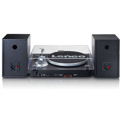 LENCO LS-500BK - Platenspeler met ingebouwde versterker en Bluetooth® plus 2 externe speakers - Zwart