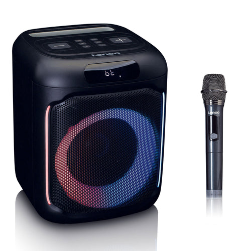 LENCO PA-100BK - Bluetooth® Party Speaker met LED-lichteffecten - 100W RMS, USB, 14 uur batterijduur - Zwart