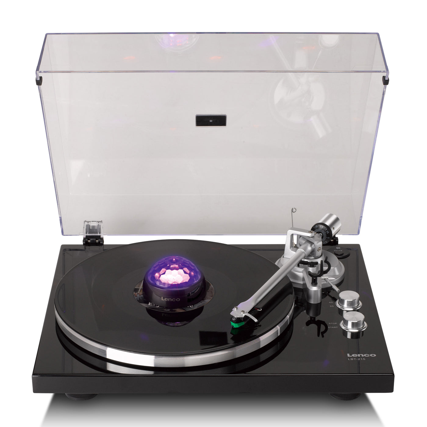 LENCO TTA-180TN - Record stabiliser with RGB light effects - 250g record player weight and disco ball in one - Titanium