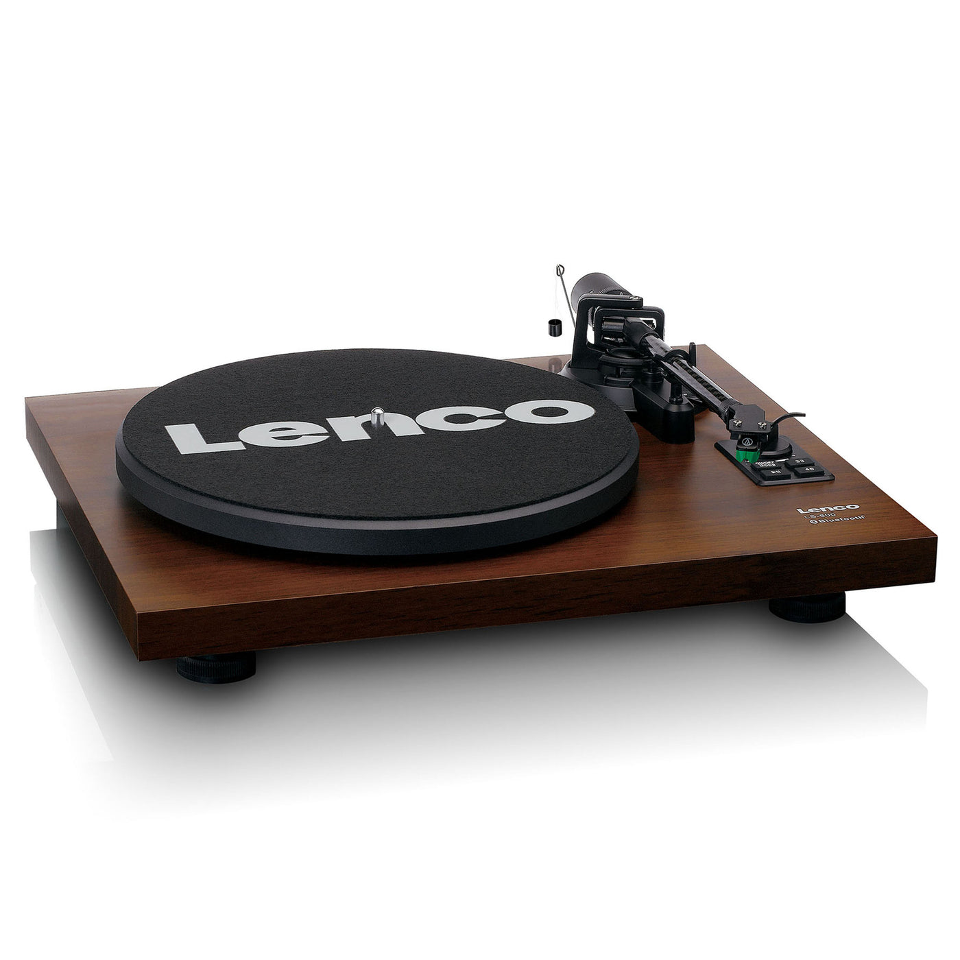 LENCO LS-600WA - Platenspeler met ingebouwde versterker en Bluetooth® plus 2 externe speakers - Walnoot