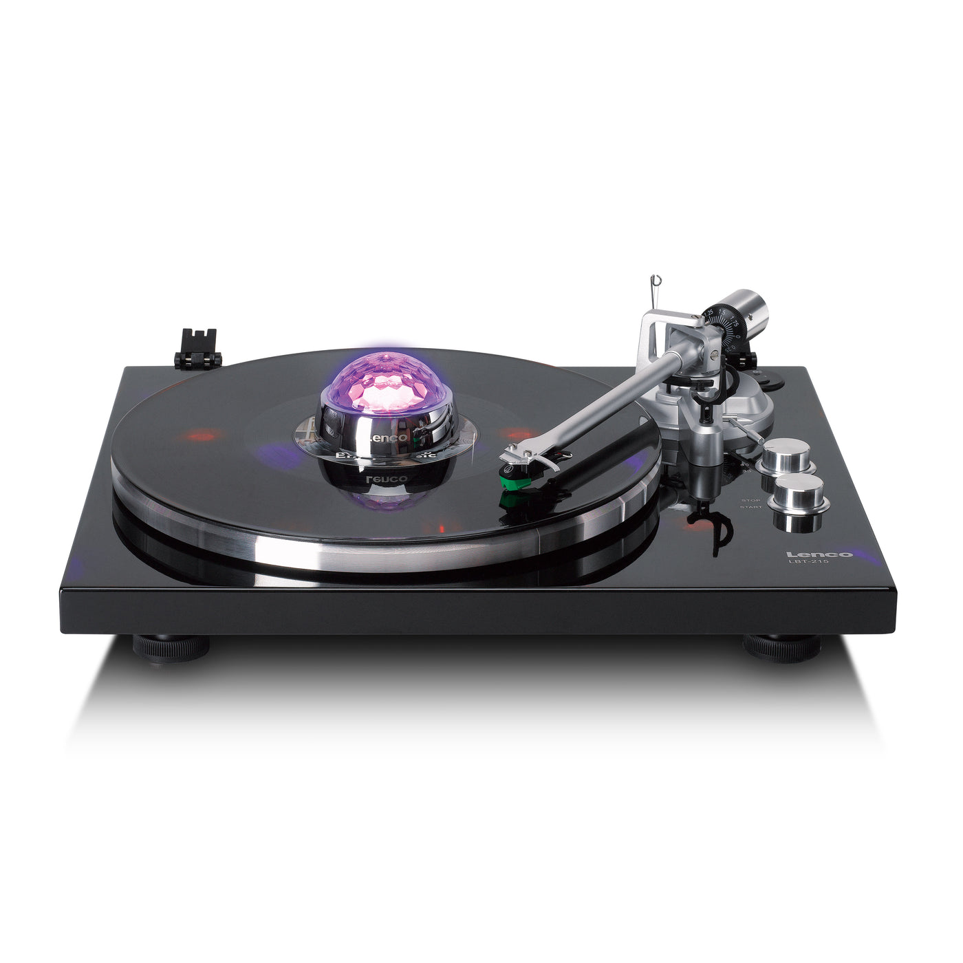 LENCO TTA-080SI - Record stabiliser with RGB light effects - 250g record player weight and disco ball in one - Silver