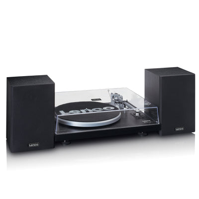 LENCO LS-500BK - Record player with built-in amplifier and Bluetooth® plus 2 external speakers - Black