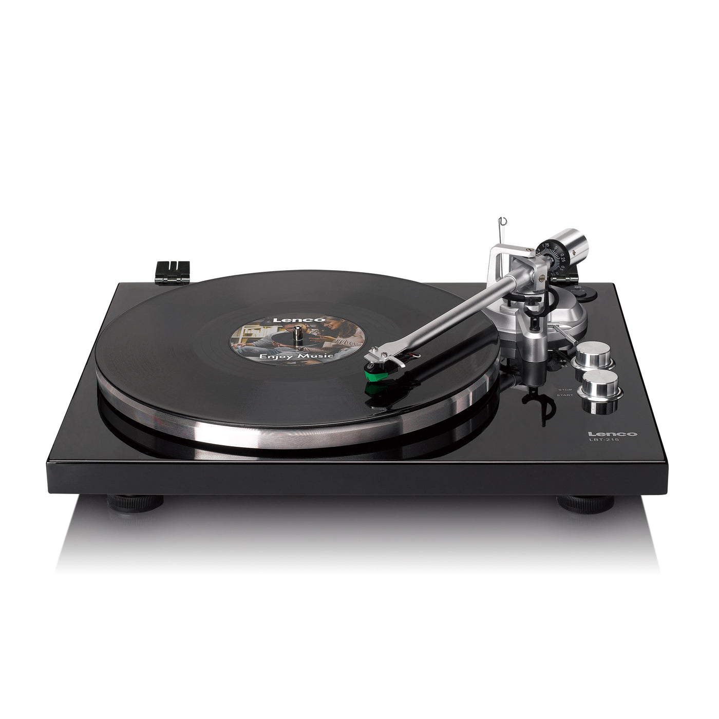 LENCO LBT-215BK - Record player with Bluetooth® and a metal platter, tonearm, and counterweight - Exclusive Piano Black finish