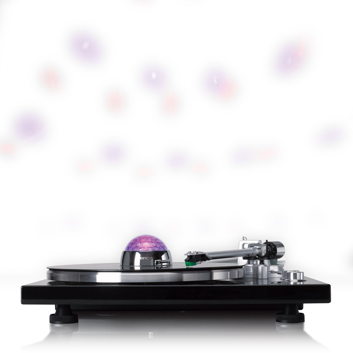 LENCO TTA-080SI - Record stabiliser with RGB light effects - 250g record player weight and disco ball in one - Silver