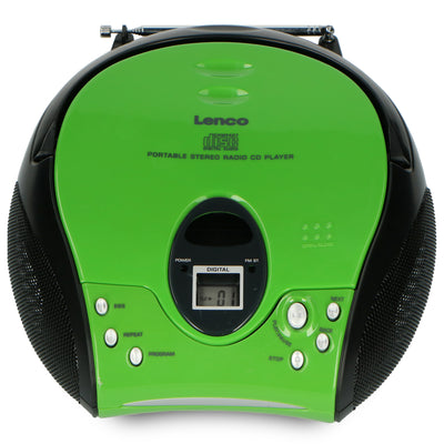 LENCO SCD-24 Green/Black - Portable stereo FM radio with CD player - Green/black