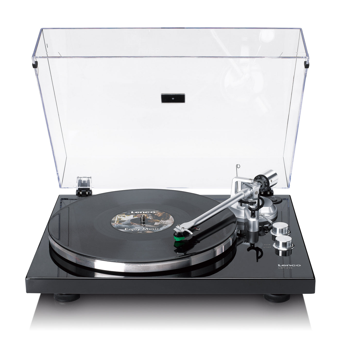 LENCO LBT-215BK - Record player with Bluetooth® and a metal platter, tonearm, and counterweight - Exclusive Piano Black finish