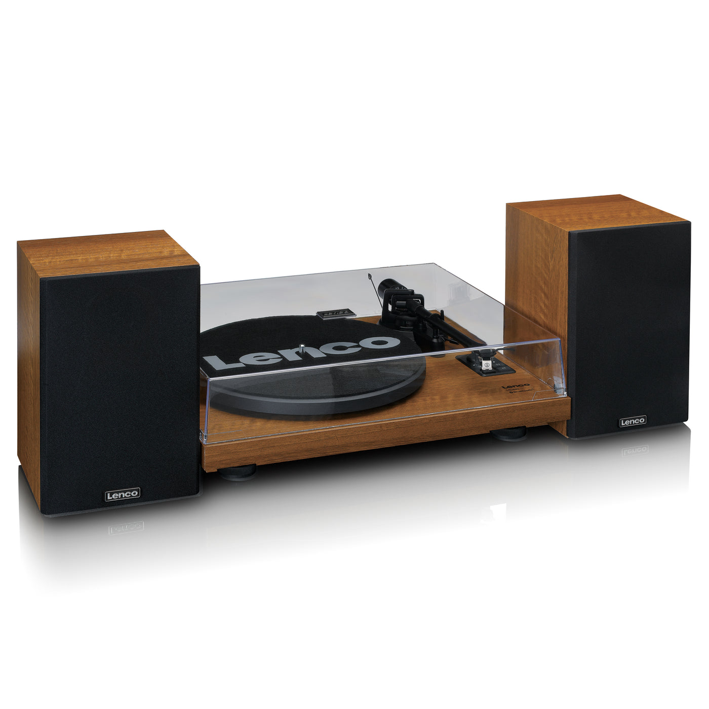 LENCO LS-480WD - Record player with built-in amplifier and Bluetooth® plus 2 external speakers - Wood