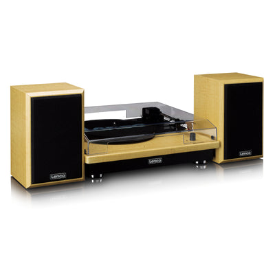 LENCO LS-100MP - Platenspeler met 2 externe speakers - Hout