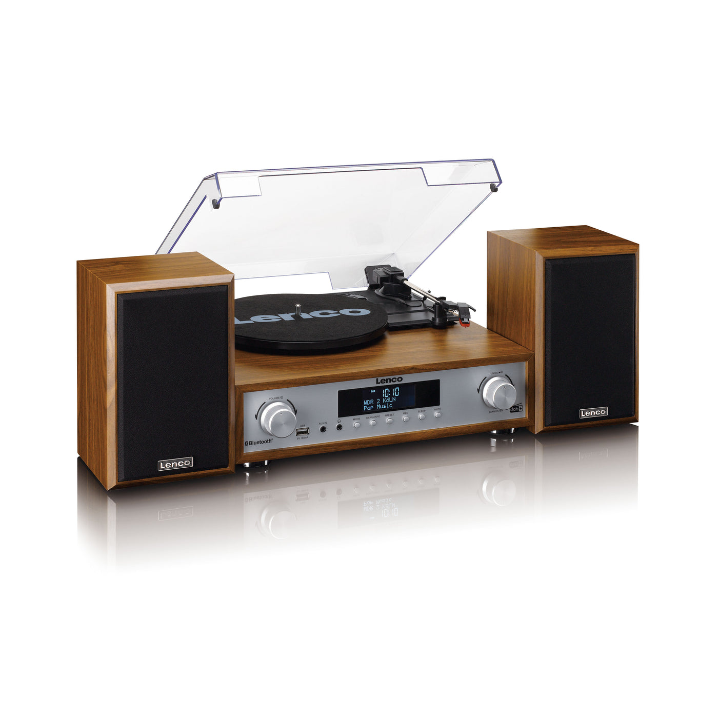 LENCO MC-160WD - HiFi Stereo system with Record Player, DAB+/FM radio, and Bluetooth® - Wood