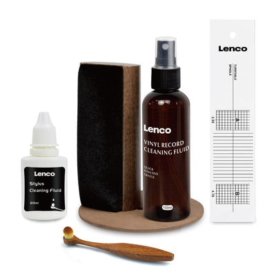 LENCO TTA-6IN1 - 6-in-1 turntable accessory set and deluxe vinyl record cleaning kit - Premium wood