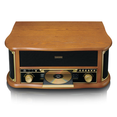 CLASSIC PHONO TCD-2551WD - Houten retro platenspeler met Bluetooth®, AM/FM Radio, USB encoding, CD-speler, Cassettespeler en ingebouwde speakers - Hout