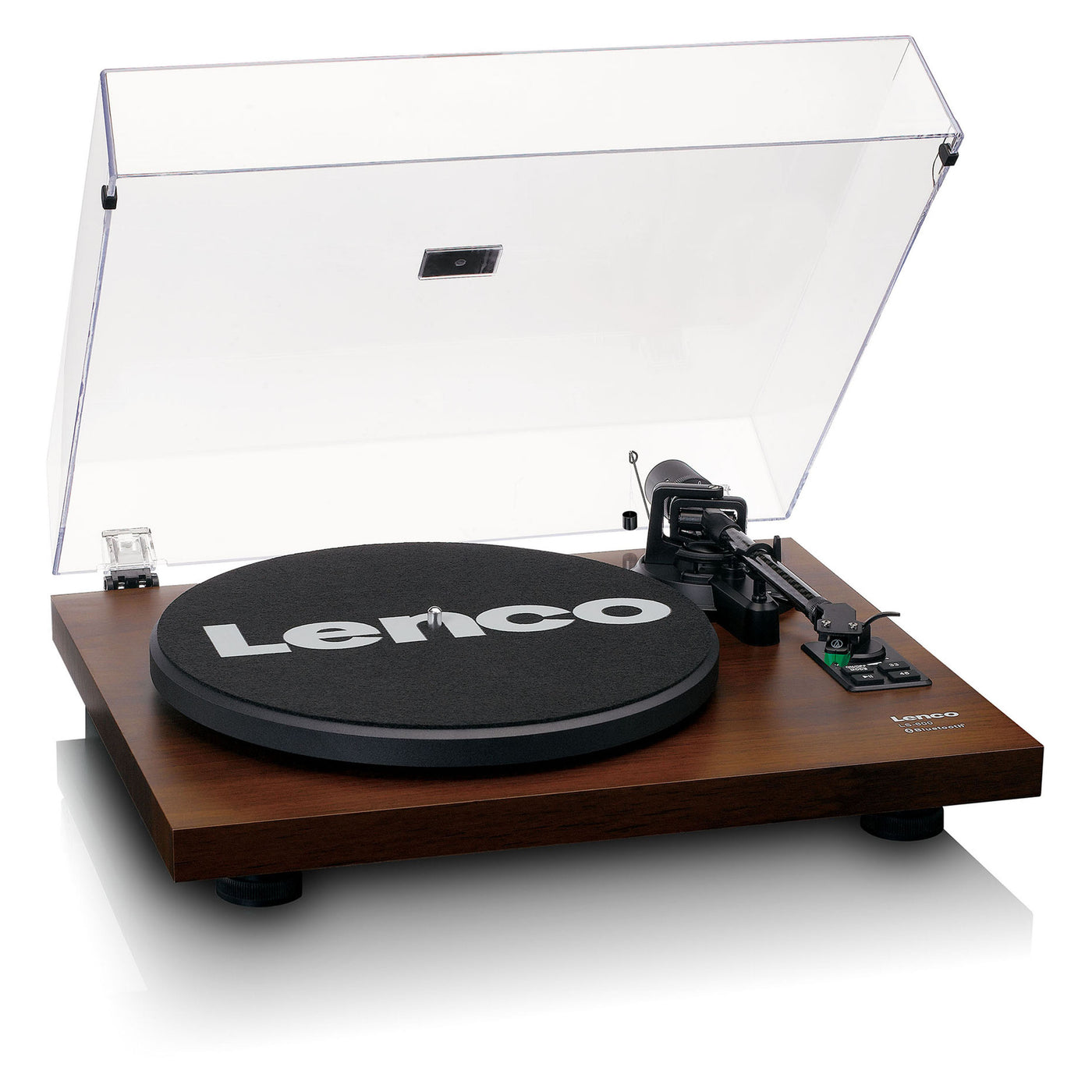 LENCO LS-600WA - Platenspeler met ingebouwde versterker en Bluetooth® plus 2 externe speakers - Walnoot