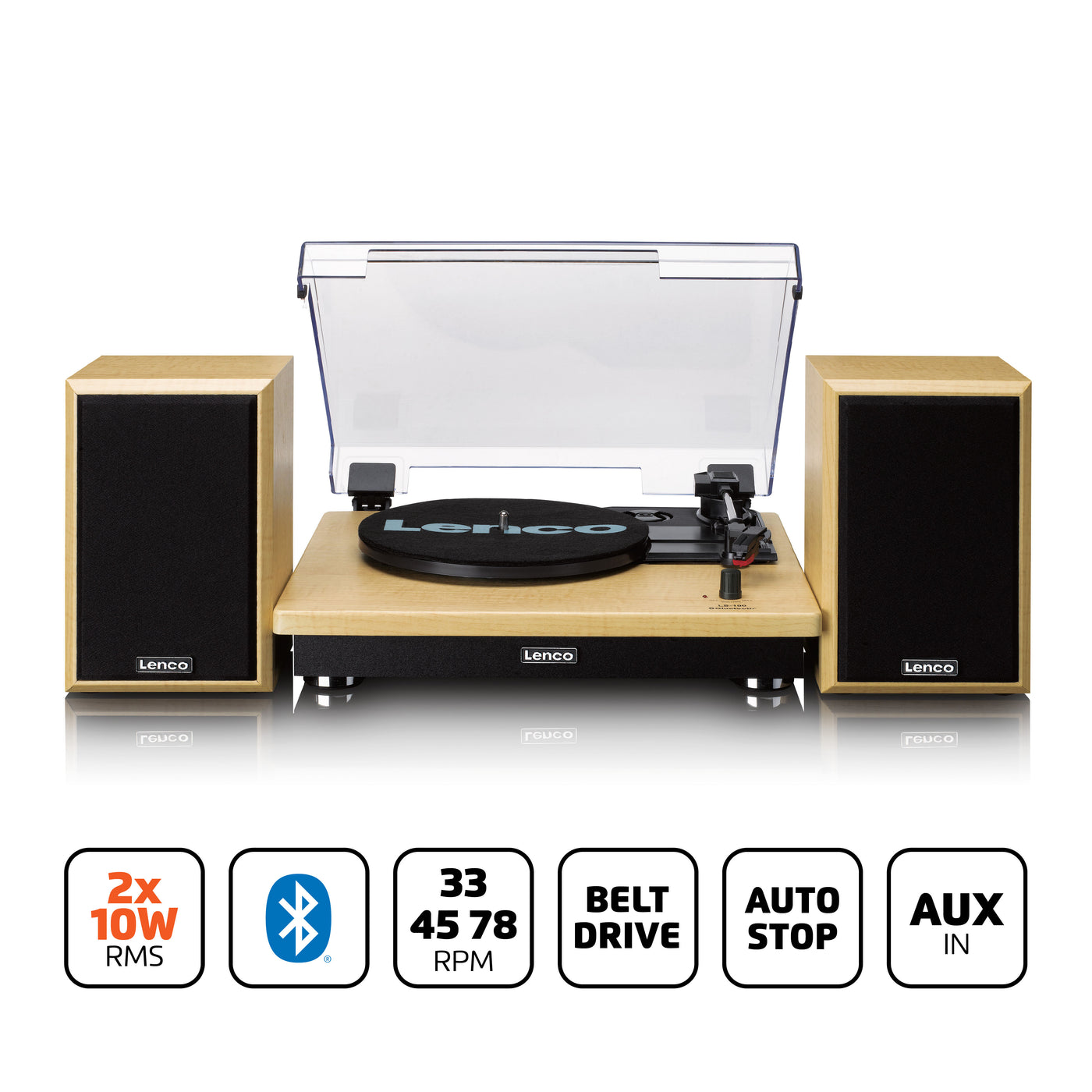 LENCO LS-100MP- Record Player with 2 external speakers 