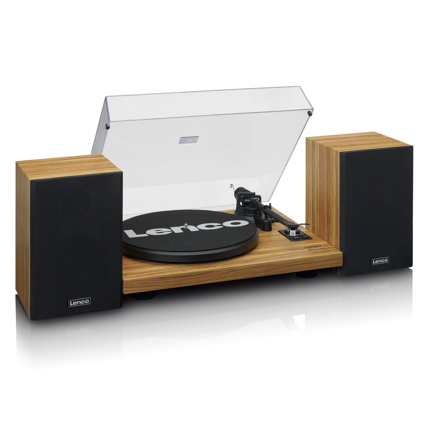 LENCO LS-500OK - Platenspeler met ingebouwde versterker en Bluetooth® plus 2 externe speakers - Hout