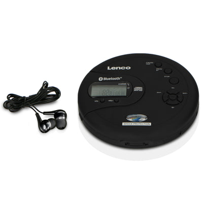 LENCO CD-300BK - Portable Bluetooth® CD-MP3 player with antishock - Black