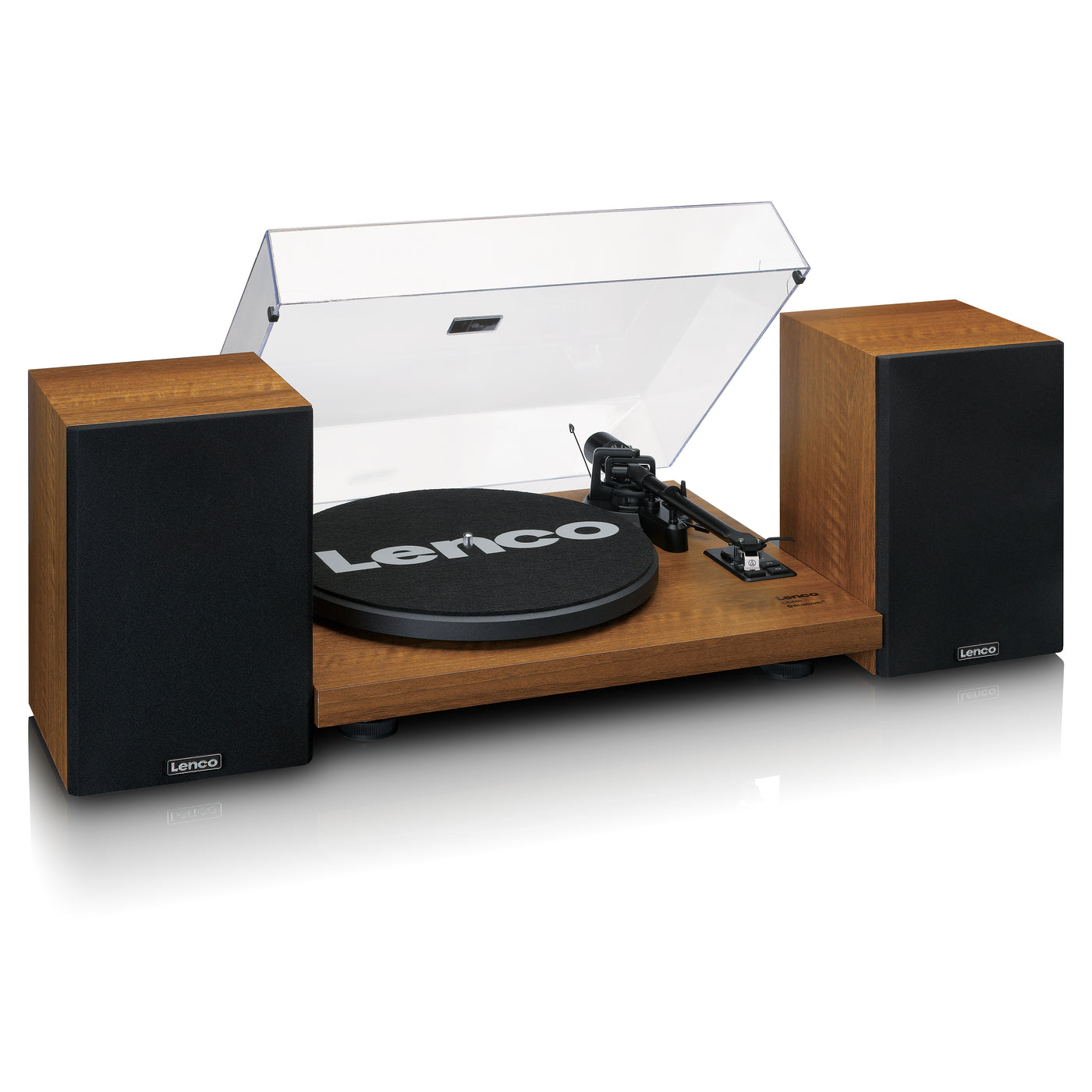 LENCO LS-480WD - Record player with built-in amplifier and Bluetooth® plus 2 external speakers - Wood