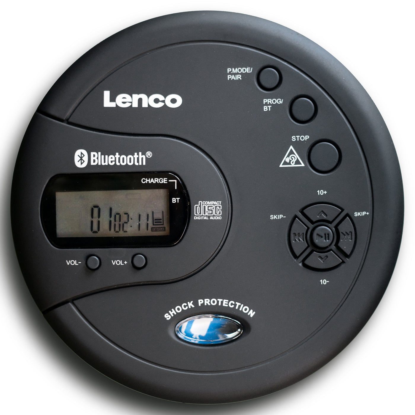 LENCO CD-300BK - Portable Bluetooth® CD-MP3 player with antishock - Black