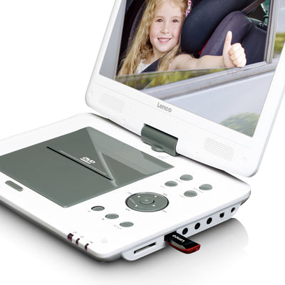 LENCO DVP-1063WH - 10" Portable DVD player with HD DVB T2 receiver - White