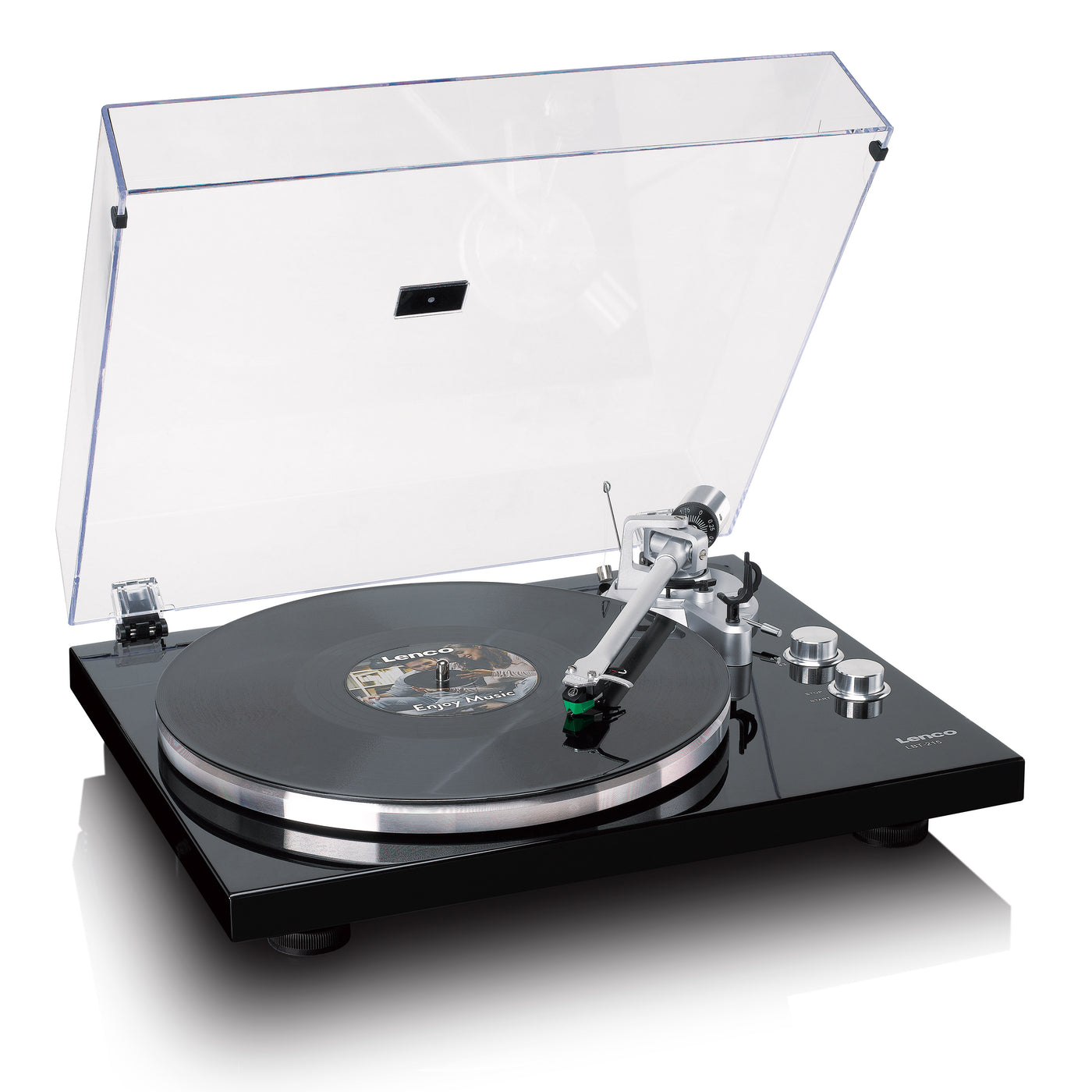 LENCO LBT-215BK - Record player with Bluetooth® and a metal platter, tonearm, and counterweight - Exclusive Piano Black finish