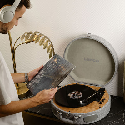 LENCO LS-66GY - Wooden retro record player with built-in speakers, Bluetooth® and AT3600L cartridge - Grey