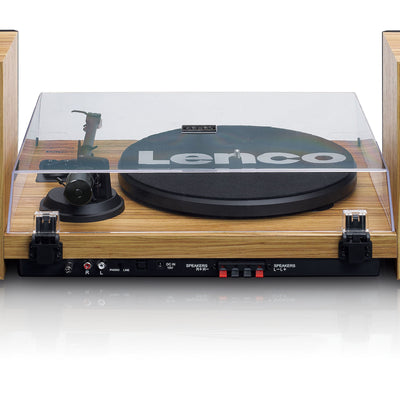 LENCO LS-500OK - Platenspeler met ingebouwde versterker en Bluetooth® plus 2 externe speakers - Hout