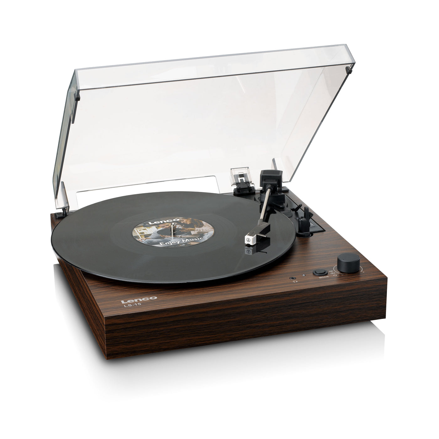 LENCO LS-15WD - Record player with Bluetooth®, two built-in speakers, and AT3600L cartridge - Wood