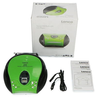 LENCO SCD-24 Green/Black - Draagbare stereo FM radio met CD-speler - Groen/zwart