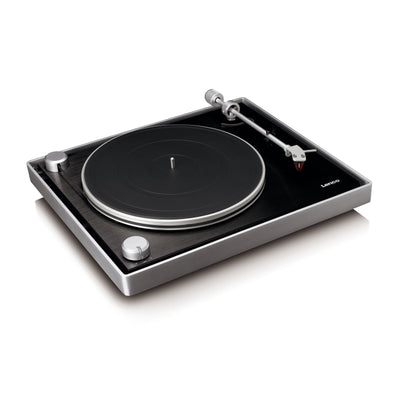 LENCO L-455BK - Record player with visible belt drive, brushed aluminium frame and Ortofon 2M RED cartridge - Black