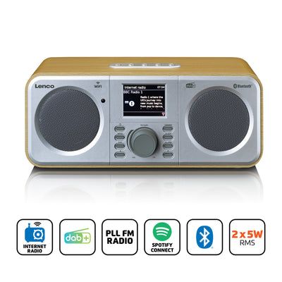 LENCO DIR-141WD - Internet radio with DAB+, Bluetooth® and Spotify Connect, wood