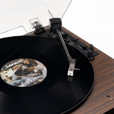 LENCO LS-15WD - Record player with Bluetooth®, two built-in speakers, and AT3600L cartridge - Wood