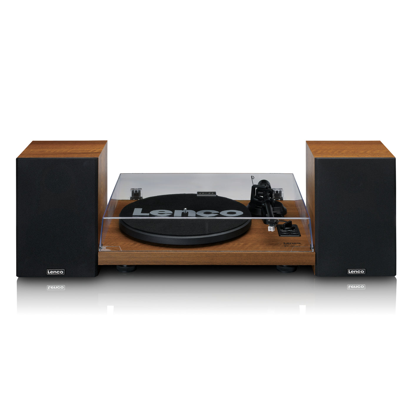 LENCO LS-480WD - Record player with built-in amplifier and Bluetooth® plus 2 external speakers - Wood