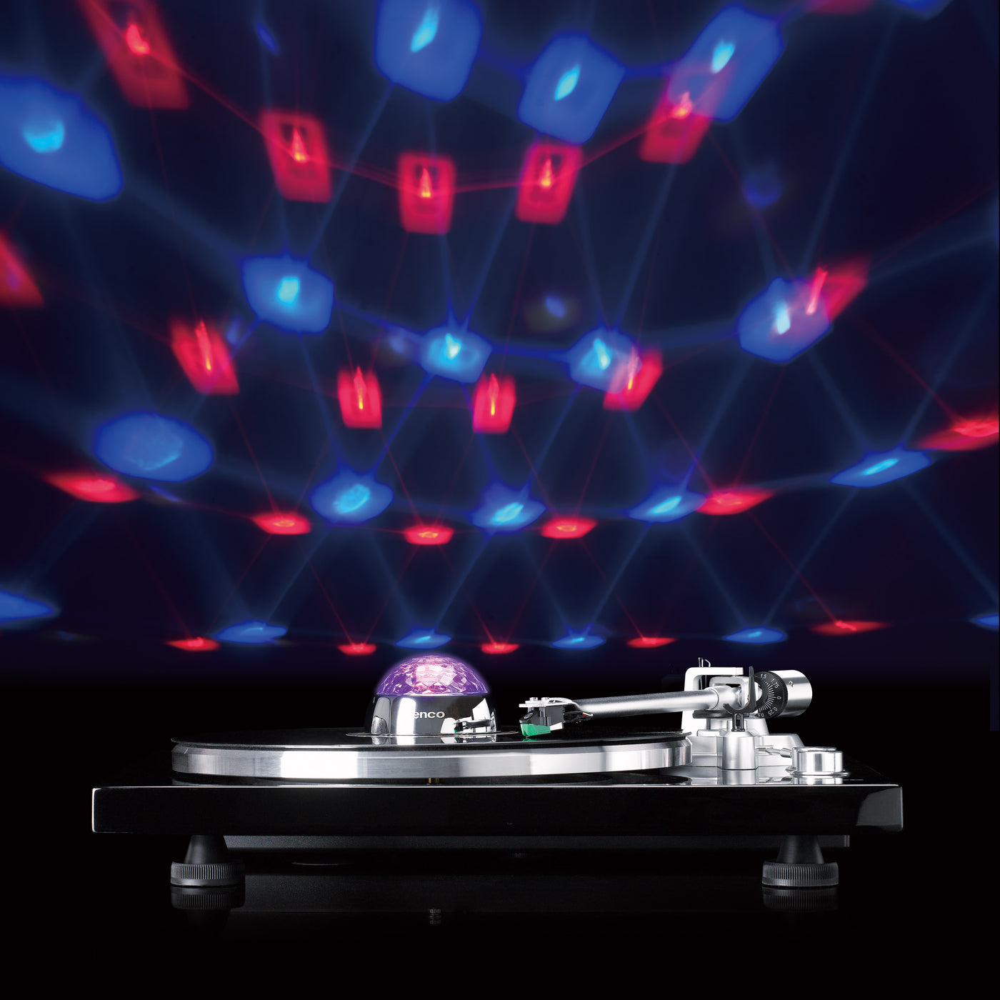 LENCO TTA-080SI - Record stabiliser with RGB light effects - 250g record player weight and disco ball in one - Silver