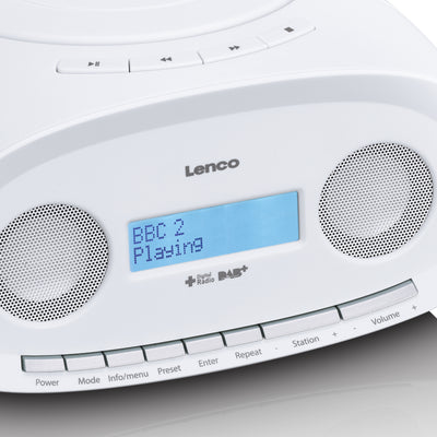 LENCO SCD-69WH - Draagbare DAB+/FM Radio CD-USB-speler - Wit