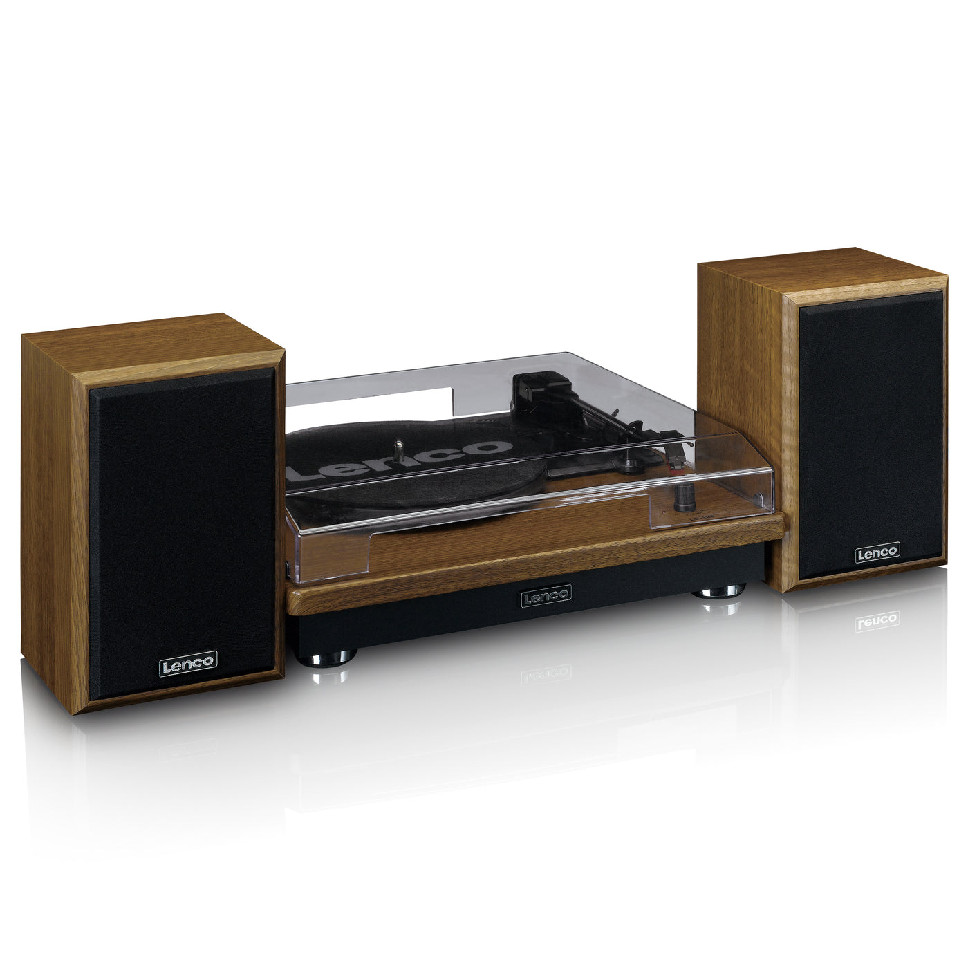 LENCO LS-100WD - Platenspeler met 2 externe speakers - Hout