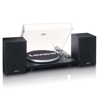 LENCO LS-500BK - Record player with built-in amplifier and Bluetooth® plus 2 external speakers - Black