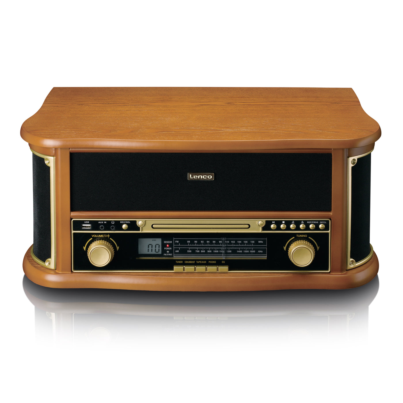 CLASSIC PHONO TCD-2551WD - Houten retro platenspeler met Bluetooth®, AM/FM Radio, USB encoding, CD-speler, Cassettespeler en ingebouwde speakers - Hout