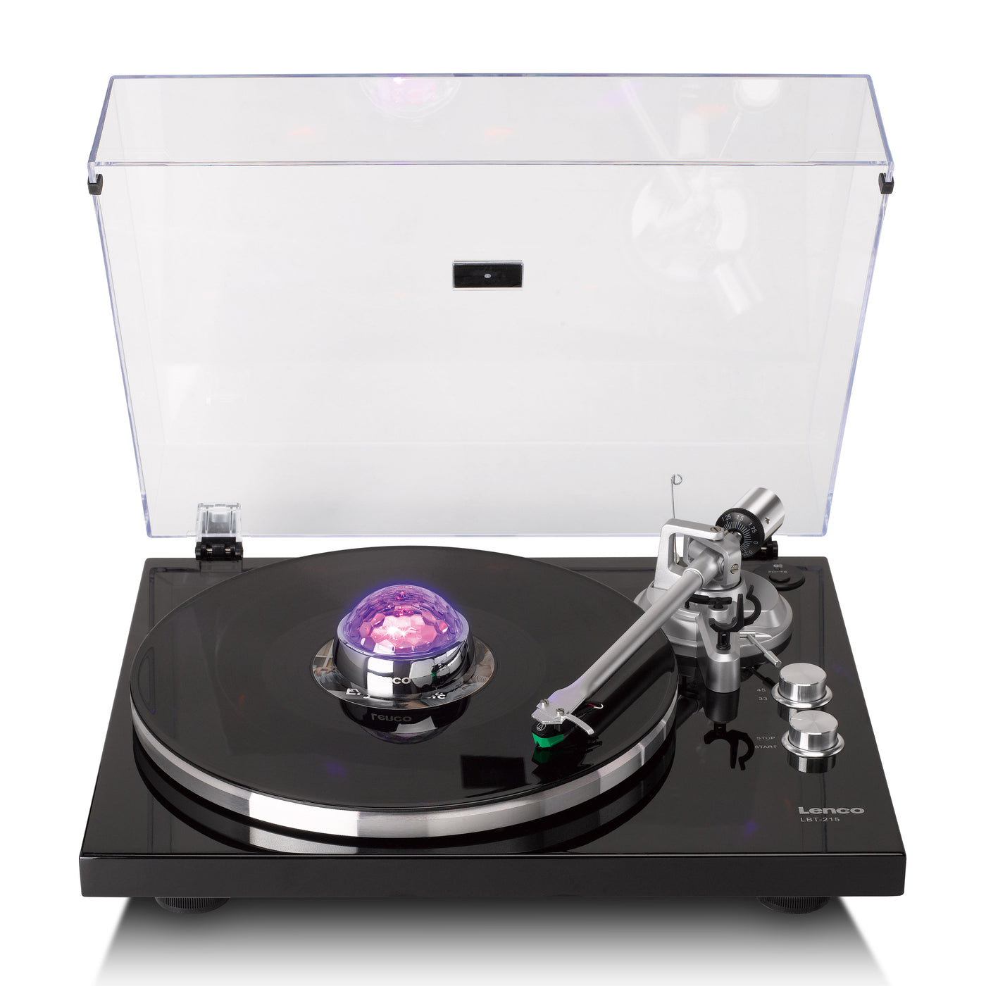 LENCO TTA-080SI - Record stabiliser with RGB light effects - 250g record player weight and disco ball in one - Silver