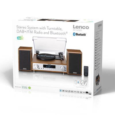 LENCO MC-160WD - HiFi Stereo system with Record Player, DAB+/FM radio, and Bluetooth® - Wood