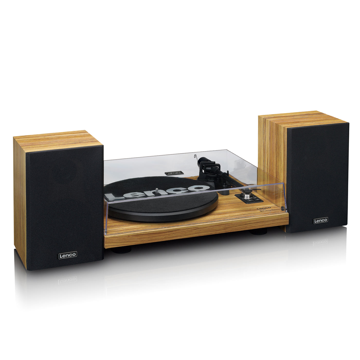 LENCO LS-500OK - Platenspeler met ingebouwde versterker en Bluetooth® plus 2 externe speakers - Hout