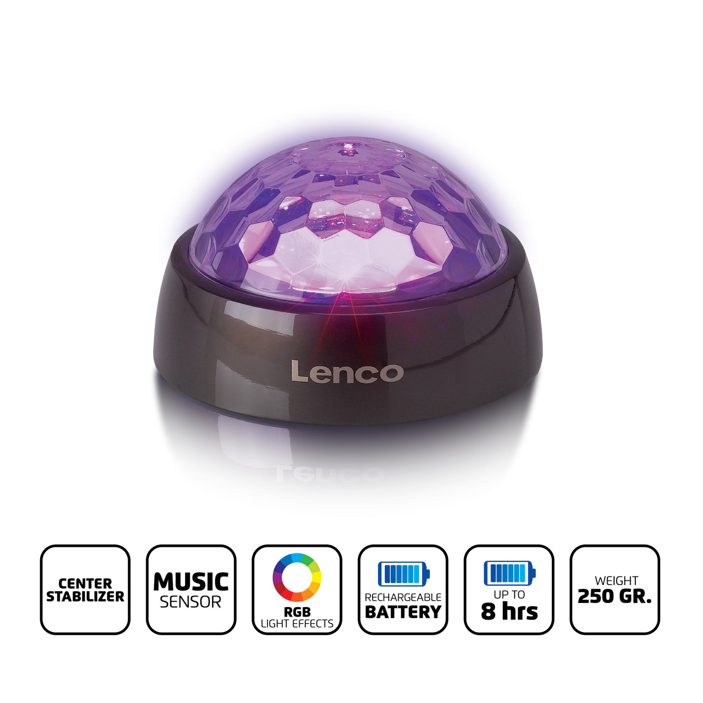 LENCO TTA-180TN - Platenstabilisator met RGB lichteffecten - Platenspeler aandrukgewicht 250g en discobal in één - Titanium