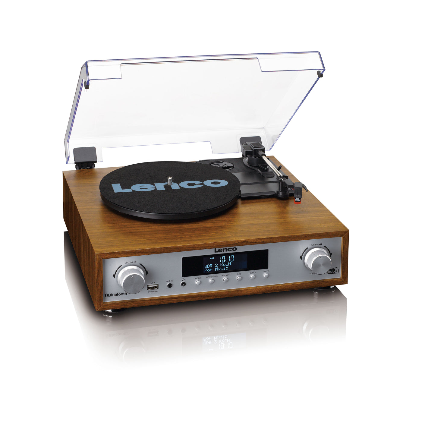 LENCO MC-160WD - HiFi Stereo system with Record Player, DAB+/FM radio, and Bluetooth® - Wood